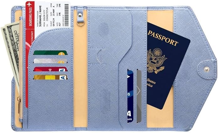 Vintage Style Genuine Leather Unisex RFID Blocking Passport Holder Travel Organizer
