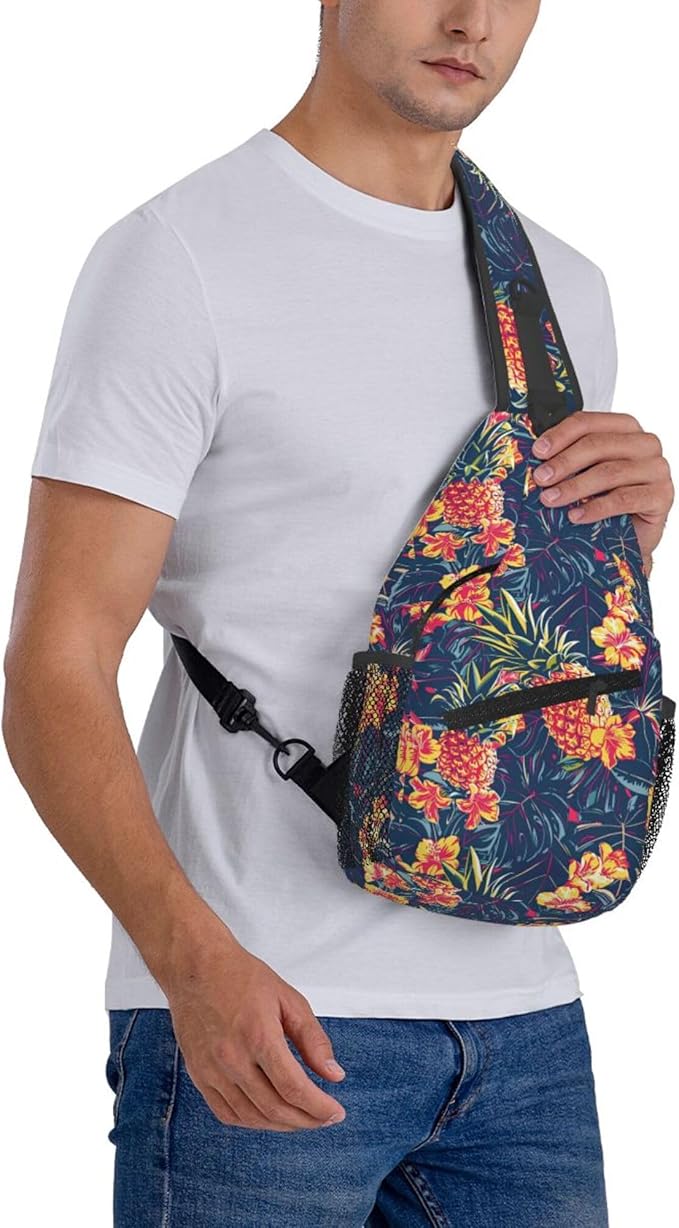 Hawaii Tropical Palm Sling Backpack Crossbody Bag Casual Chest Bags Travel Hiking Daypack Shoulder Bag for Women Men