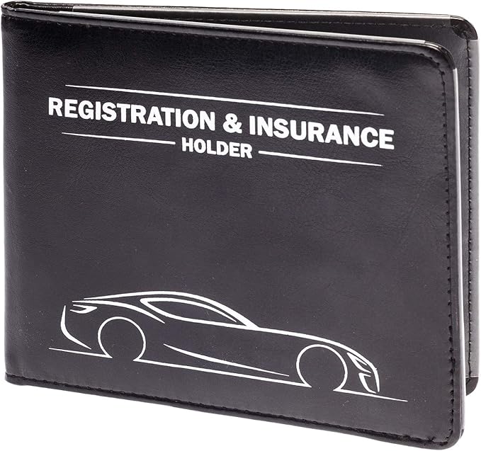 CANOPUS Car Registration & Insurance Holder with Magnetic Closure, Vehicle Document Organizer, Auto Glove Box Wallet, Includes 2 EZ Pass Strip Sets – Car