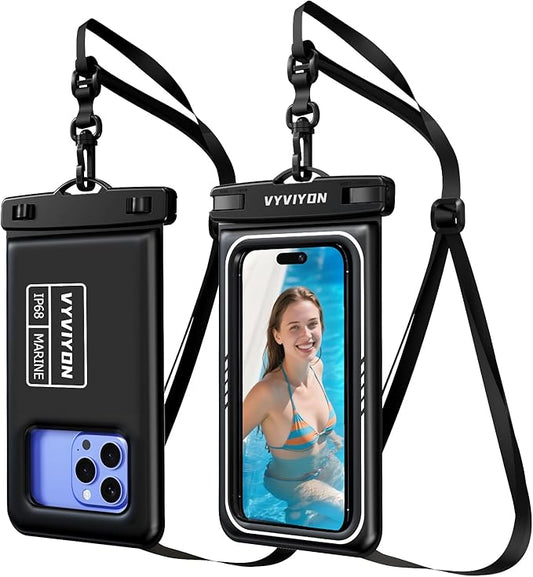 Floating Waterproof Phone Pouch IPX8 Cellphone Dry Bags for Vacation Beach Pool Kayak Cruise Travel Essentials,Waterproof Phone Case for iPhone 16 15 Pro Max, Samsung S25 Ultra S24-2 Pack 8.0"