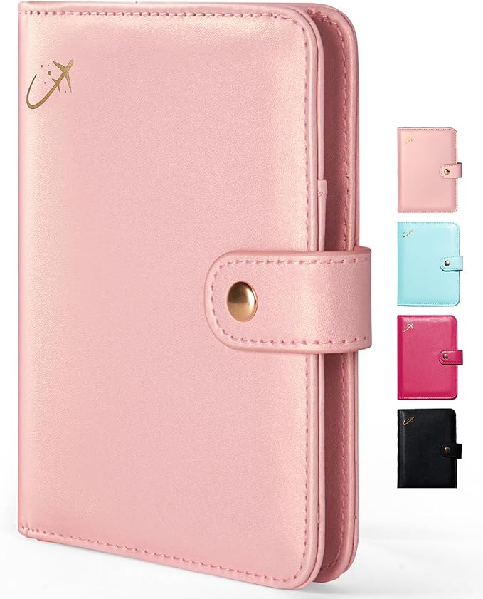 Forvencer Passport Holder Cover with Money Pocket, RFID Blocking Passport Wallet for Travel, Premium Travel Card Case, Waterproof Travel Accessories for Women, Rose Gold