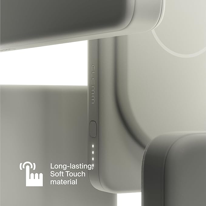 Clemm Portable 10000 mAh Wireless Power Bank, Travel Essential, Quick Charging for iPhone 16/15/14/13/12/11/X, Samsung Galaxy, iPad, Google Pixel & More - USB-C × 1 & USB-A × 1, Ivory