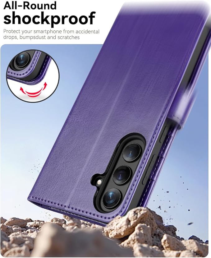 OCASE Compatible with Galaxy S25 Plus Wallet Case, PU Leather Flip Folio Case with Card Holders RFID Blocking Kickstand [Shockproof TPU Inner Shell] Protective Phone Cover 6.7 Inch 2025, Purple