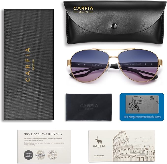 CARFIA Polarized Sunglasses for Women UV Protection Ultra-Lightweight Comfort Metal Frame Driving Glasses CA3210