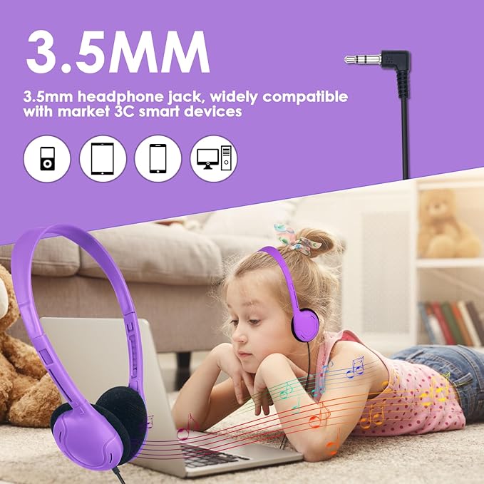 Headphones Bulk 20 Pack for School Classroom School Student,Class Set of Headphones for Students Computer,Library,Online Lesson and Testing 3.5mm Jack (10 Multi Color)