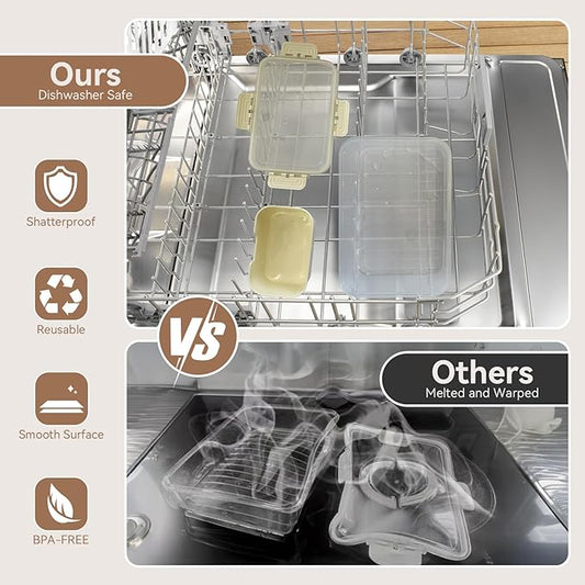 Snackle Box Container, Upgrade Dishwasher,Safe Snack Box for Adult Kids, 4 compartments Plastic Divided Serving Tray with Lid and Handle for Candy, Fruits, Snacks, Nuts,Small,2 Pack