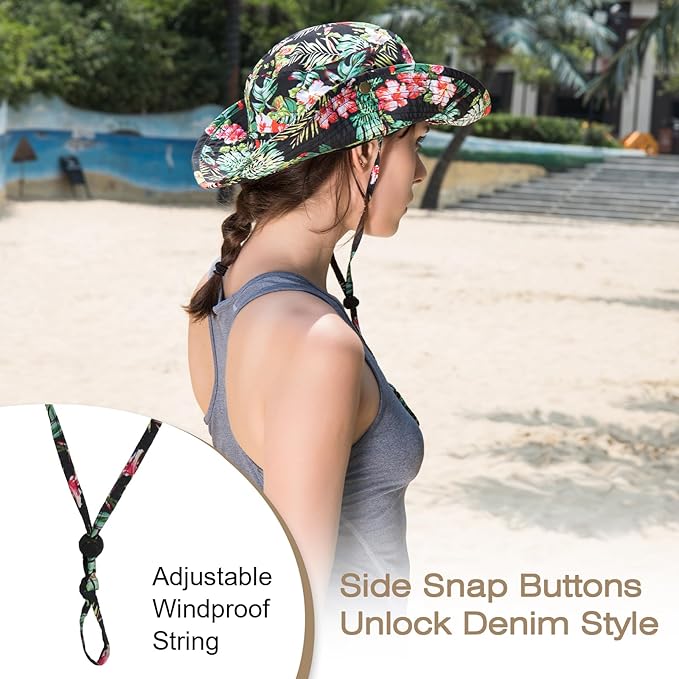 Bucket Hat Wide Brim UV Protection Sun Hat Boonie Hats Fishing Hiking Safari Outdoor Hats for Men and Women