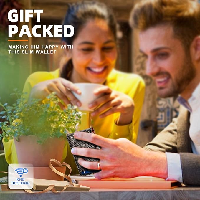 KS Mens Wallet Gift Airtag or Standard Use,Slim Front Pocket Leather Wallet Money Clip 11 cards RFID Blocking