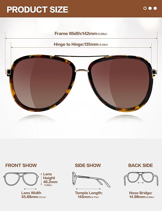 BIRCEN Polarized Sunglasses for Women UV - Protection Womens Retro Mirrored Shades with Acetate Frame BC2001