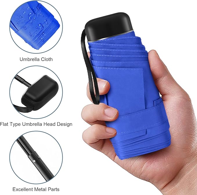 LEAGERA Compact Travel Umbrella with Case - Mini Umbrella for Purse, Small Lightweight &Tiny Design Perfect for Parasol Outdoor Sun&Rain Umbrellas