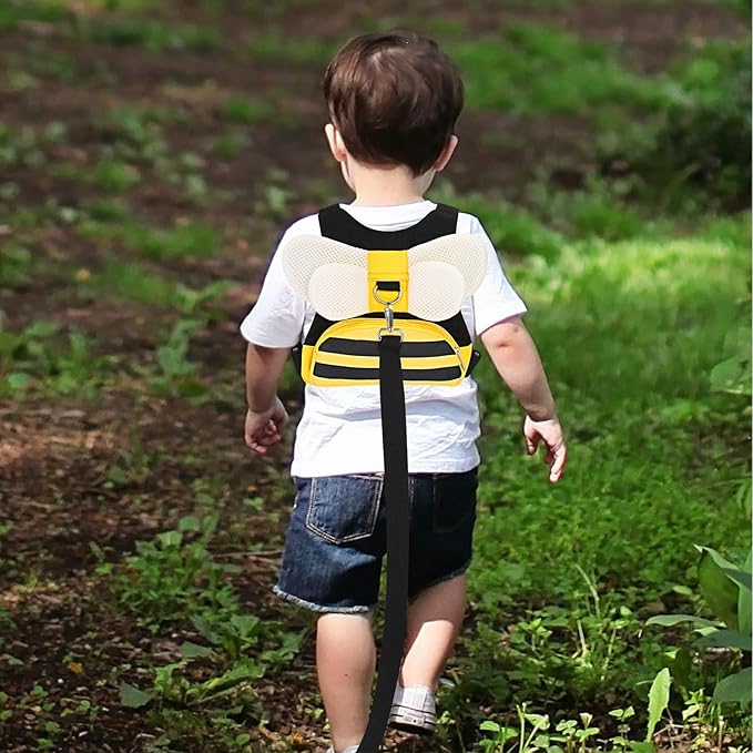 Accmor Toddler Harness Leash + Anti Lost Wrist Link, Cute Bee Kids Harness Backpack with Leash, Child Harness Leash Safety Wristband Strap Belt Protector Christmas Gift for Baby Boys Girls to Outdoor