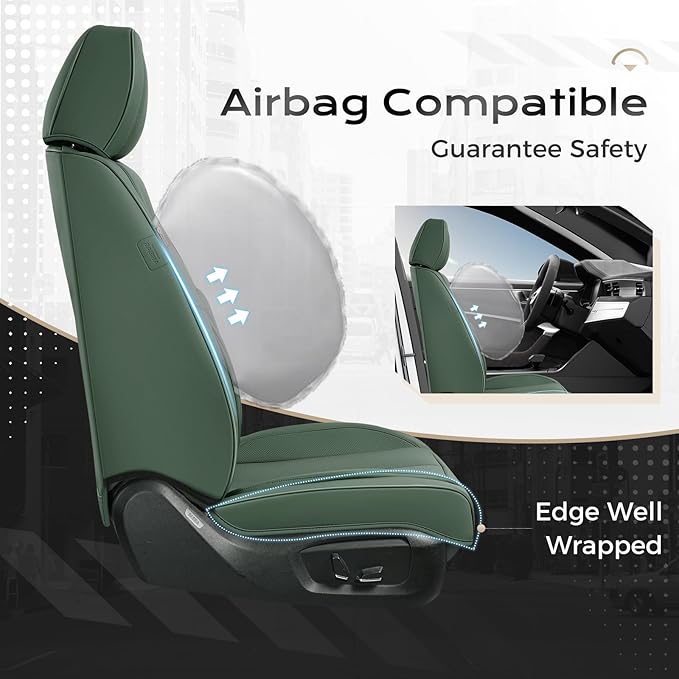 Coverado Car Seat Covers Full Set, Car Seat Protector Waterproof, Nappa Leather Car Seat Cushion, Seat Covers for Cars, Front Seats and Back Universal Fit for Most Cars