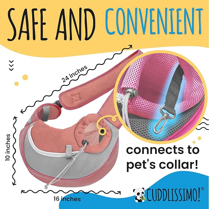 Cuddlissimo! Pet Sling Carrier - Small Dog Puppy Cat Carrying Bag Purse Pouch - For Pooch Doggy Doggie Yorkie Chihuahua Baby Papoose Bjorn - Hiking Travel Front Backpack Chest Body Holder Pack (Red-L)
