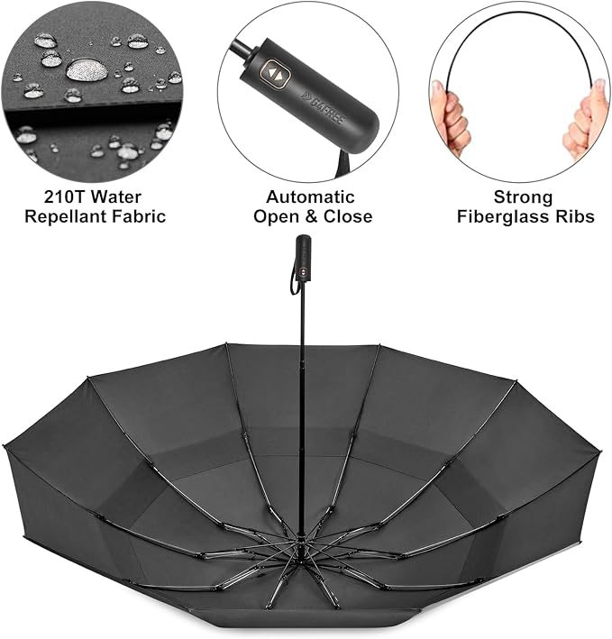 G4Free 42/46/54/62 Inch Large Golf Umbrella Compact Reverse Travel Umbrella 10 Ribs Windproof for Rain Double Canopy Automatic Open Close