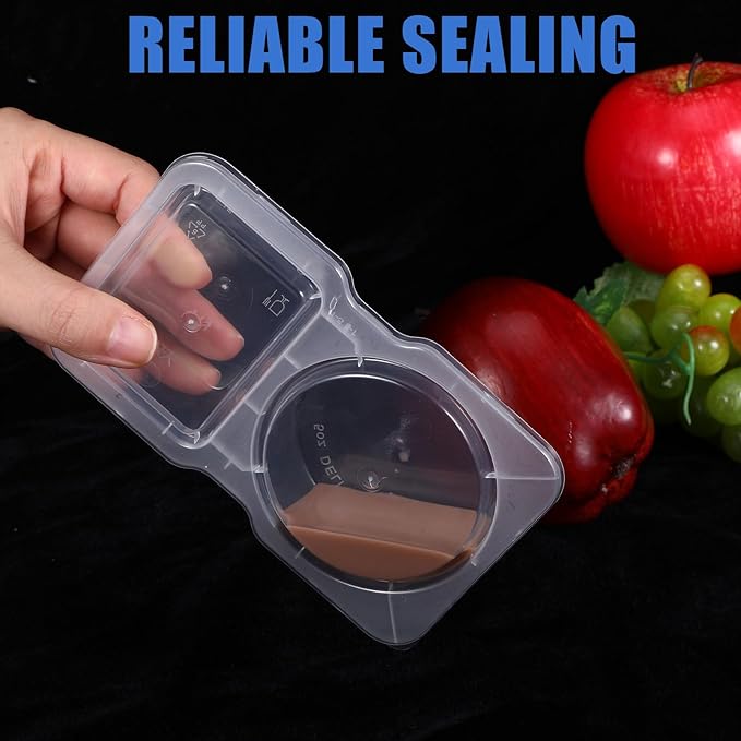 20 Sets Reusable Snack Containers With Lids, 2 Compartment Snack Pack Containers With Lids, Portable Plastic Food Container, Airplane Condiment Snack And Dip Container For Lunches Salad Outdoor