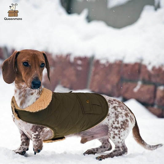 Queenmore Warm Coat for Cold Weather, Quilting Winter Jacket With Ultra Thick Plush Lining and Storage Pockets (Green, X-Large)