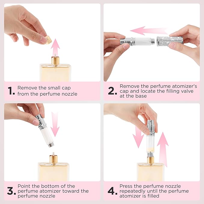 Travel Perfume Bottle Refillable, Sparkle Perfume Atomizer Leak-Proof Portable 5ML Mini Empty Atomizer Sprayer Bottle for Traveling and Outgoing (Silver, 5ML)