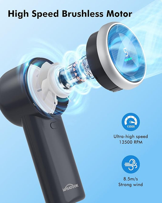 WHATOOK Portable Mini Fan: High Speed Cooling Fan, 10 Hours Battery Life, USB Rechargeable, Small Essentials for Women, Beach Travel, Vacation (Black)