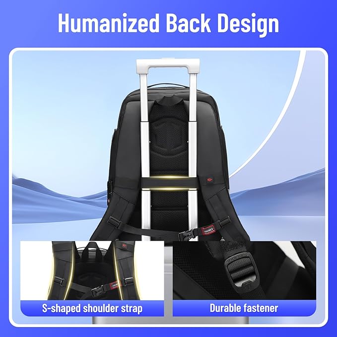 40L Business Travel Backpack for men with password lock, Expandable Water Resistant 17 Inch Laptop Backpack with USB Port, Black Computer Backpack for College/Work