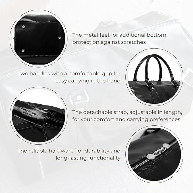 Leather Duffel Bag Weekend Bag Gym Large Travel Bag - Time Resistance