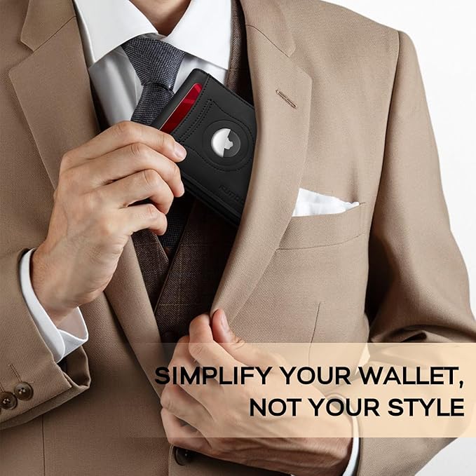RUNBOX Wallet for Men Slim Rfid Leather 2 ID Window With Gift Box