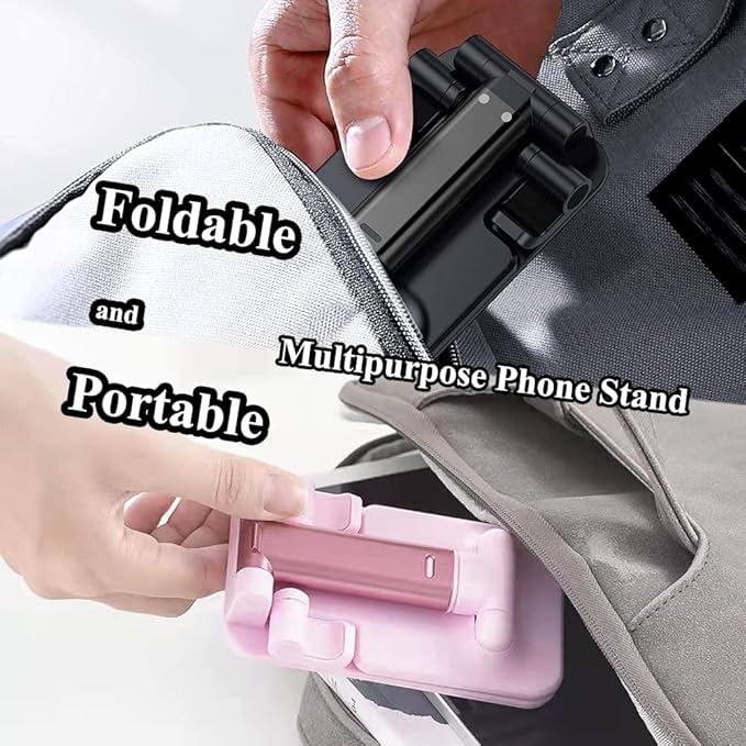 2 Pcs Cell Phone Stand, Adjustable Angle Height Phone Stand for Desk, Foldable Portable Phone Holder for iPhone 14/13/12/Smartphones