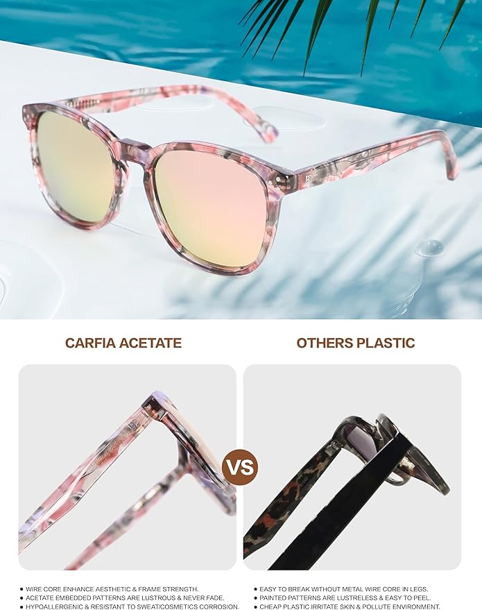 Polarized Sunglasses For Women UV - Protection Womens Trendy Fashion Large Shades With Acetate Frame BC2110