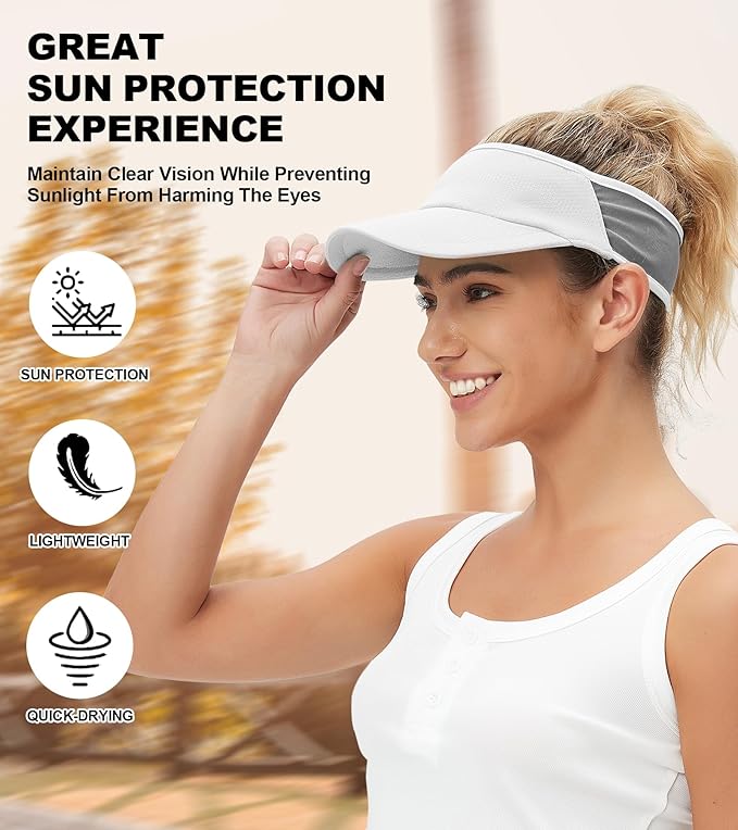 Sun Visor Hats for Men Women Lightweight Portable Stretchy Sun Hat for Running Tennis Golf
