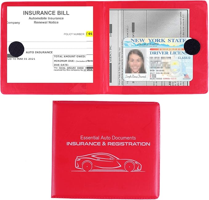 UYYE Car Registration and Insurance Card Holder, Vehicle Glove Box Car Organizer, Interior Car Accessories for Documents, Cards, License - 2 Pack