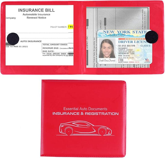 UYYE Car Registration and Insurance Card Holder, Vehicle Glove Box Car Organizer, Interior Car Accessories for Documents, Cards, License - 2 Pack