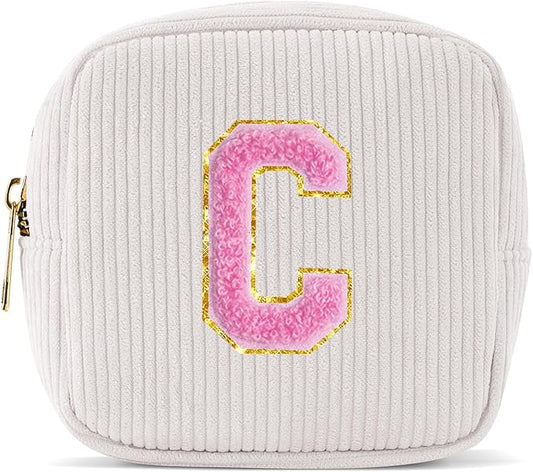 Pocmimut Initial Makeup Bag,Personalized Toiletry Bag Pouch Gift for Niece Sister Female Her Mom,Birthday Gift for Women Daughter Gifts,C