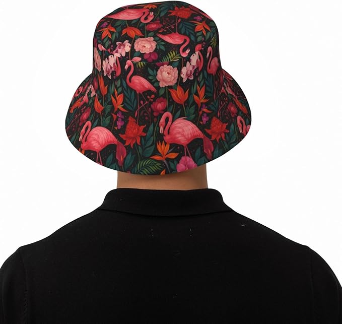 Unicorn and Pink Flower Fisherman Hat Summer Foldable UV Protection Sun Hat
