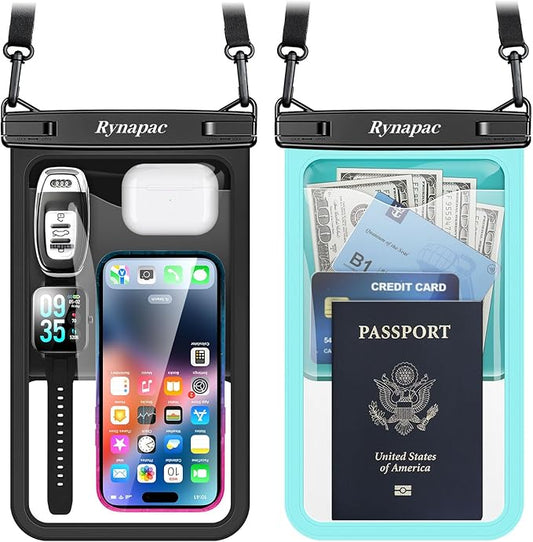 2 Pack Waterproof Phone Pouch - 10in Waterproof Phone Case with Lanyard, IPX8 Cellphone Dry Bag Beach Essentials for iPhone 16 15 14 Pro Max, Galaxy S25 S24 S23 Ultra, Cruise Ship Essentials