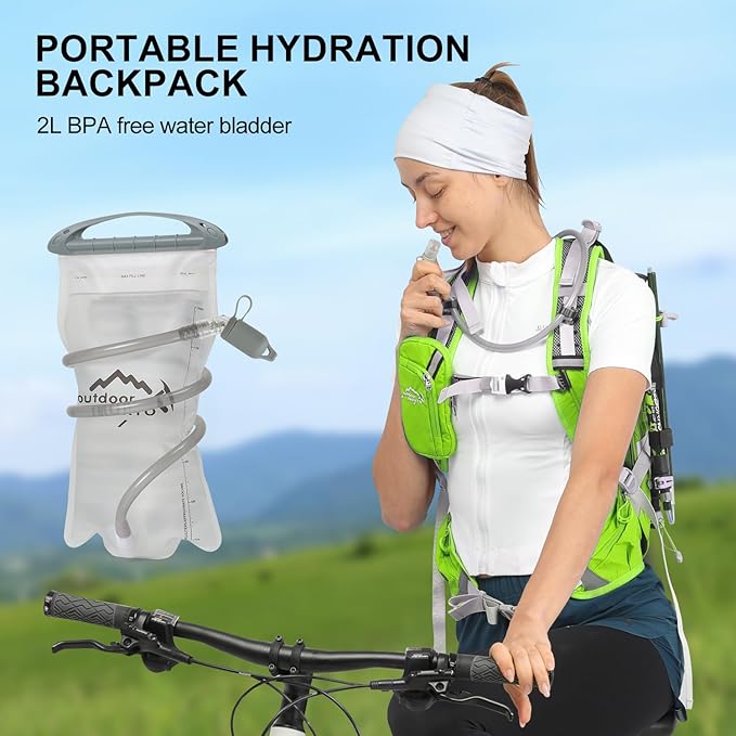 Hydration Pack,20L Hydration Backpack, Hiking Internal Frame Backpacks with 2L Hydration Water Bladder and Rain Cover, for Cycling,camping, hunting,Ski, Snow for Men, Women (light green)