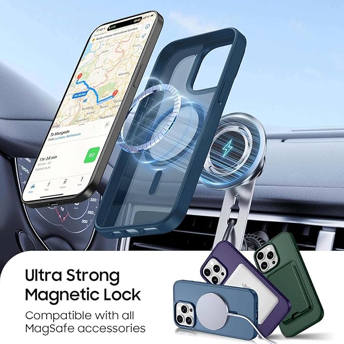Ntwinro Magnetic for iPhone 12 & iPhone 12 Pro Case (Compatible with MagSafe) with Detachable Wallet & Card Holder for 3 Cards [RFID Blocking] Military Grade Protective Slim Phone Cover, Deep Blue