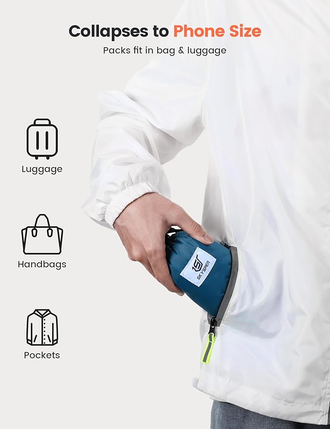 SKYSPER 16L Hiking Backpack Lightweight Small for Women Men, Foldable Packable Daypack - Travel Camping Backpack, Outdoor Hiking Bag (Blue)