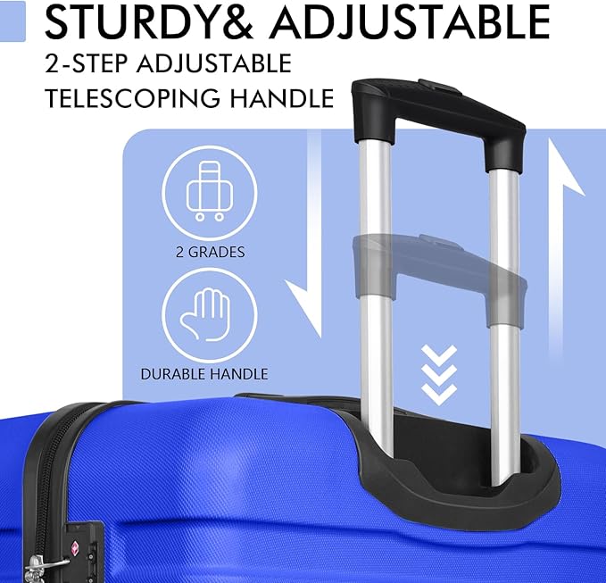 AnyZip Luggage PC ABS Hardside Lightweight Suitcase with 4 Universal Wheels TSA Lock Checked-Large 28 Inch Blue