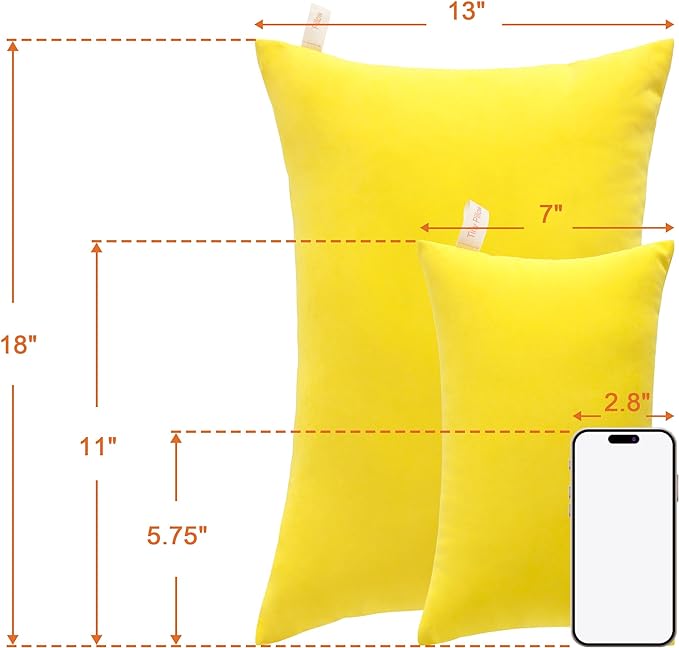 NTBAY Toddler Pillows, Down Alternative 13"x18" Pillows, Machine Washable - Soft and Breathable Travel Small Pillow for Sleeping, Ideal for Daycare, Crib, Cot, Yellow