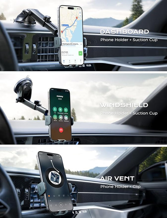 CHGeek Wireless Car Charger, 15W Fast Charging Auto Clamping Car Charger Phone Mount Phone Holder fit for iPhone 15 14 13 12 11 Pro Max Xs, Samsung Galaxy S25 Ultra S24 S23 S22, S21, S20, Green