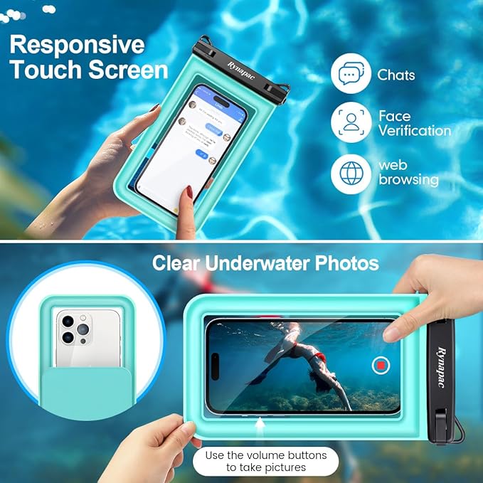 [Up to 8.5''] Waterproof Phone Pouch Floating, Double Bags Waterproof Phone Case with Lanyard for iPhone 16 15 Pro Max, Galaxy S25 S24 Ultra, IPX8 Cellphone Dry Bag Beach Cruise Ship Essentials 2 Pack