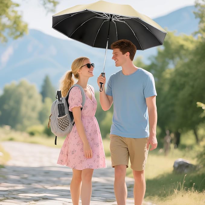 Travel Umbrella for Rain, Automatic Folding Windproof Umbrella with Case - Compact Reverse with 360° Reflective Stripe, Light & Portable Durable for Women & Men