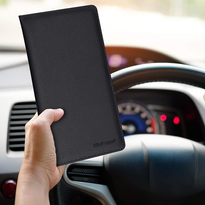 Wisdompro Car Document Holder Organiser, PU Leather Vehicle Insurance and Registration Holders Wallet Case for ID Card, Driving Licence, Key Contact Information Cards