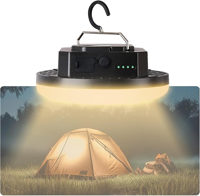 10000mAh Rechargeable Tent Light 3 Color Lighting Modes, 4000LM LED Portable Camping Lantern, IPX5 Waterproof, 30W Hanging Tent Light with Magnet, for Emergency & Gift