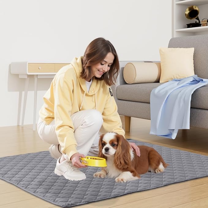 Smiry Waterproof Dog Bed Cover Blanket, Soft Reversible Pet Blanket, Washable Leakproof Cats Dogs Couch Cover for Sofa, Couch, Furniture, Plaid (30x70 Inch, Grey/Dark Grey)