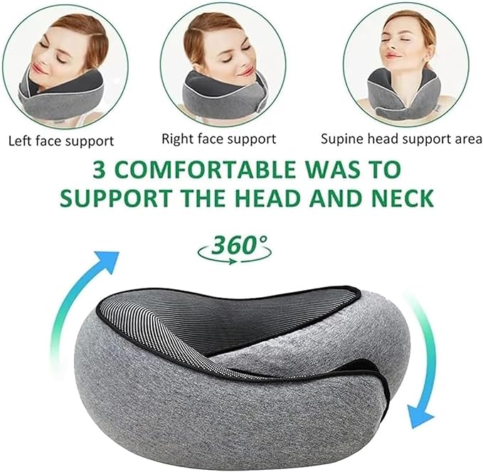 2PC Travel Pillow,Travel Neck Pillow,Travel Pillows for Airplanes,Memory Foam Travel Pillow Neck Pillow for Traveling Suitable for Airplanes,Offices and Cars (Dark Gray)