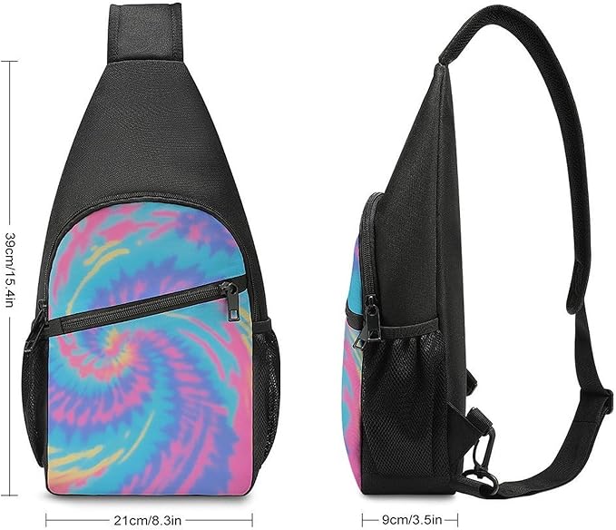 SWEET TANG Casual Sling Backpack for Men Chest Shoulder Crossbody Backpack, Unbalance Gym Funny Sack, Spiral Tie Dye Travel Bag Outdoor Hiking Daypack