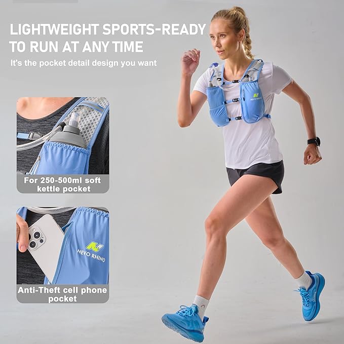 N NEVO RHINO Running Hydration Vest for Women 1.5L Water Bladder Backpack 5L Small -Lightweight Breathable Hydration Vest for Hiking Trail Running Cycling Marathon for Women
