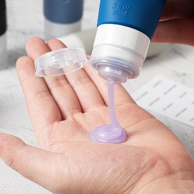 Travel Bottles for Toiletries, TSA Approved Travel Containers 3oz Leak Proof Travel Tubs Refillable Liquid Travel Accessories for Shampoo Conditioner Lotion Body Wash(Multicolored J)