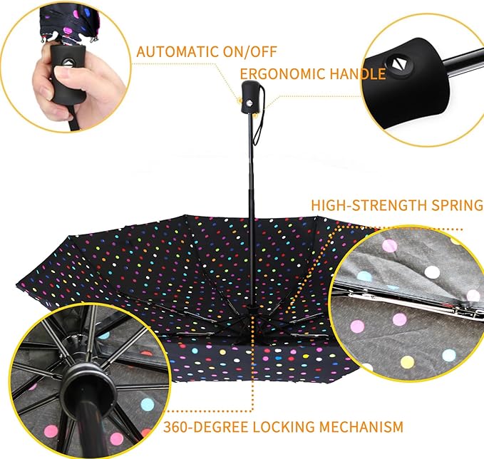 MRTLLOA 42/49 Inch Compact Windproof Travel Umbrella for Rain, Lightweight, Portable, Automatic, Strong, Waterproof Folding Umbrellas for Women, Men and Teenagers