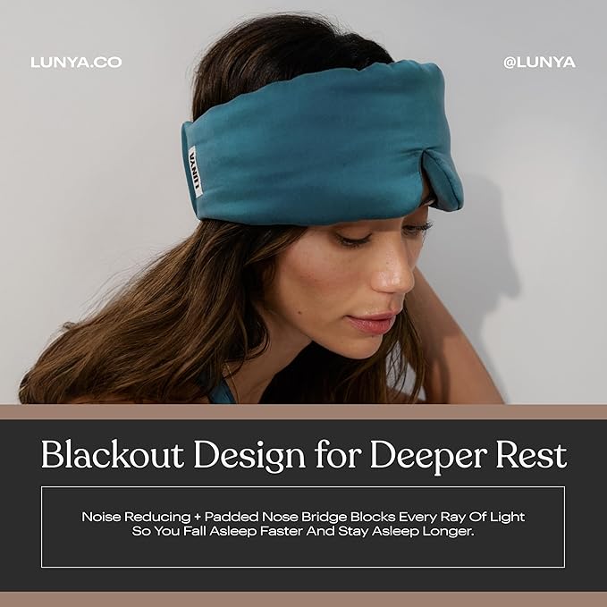 Silk Sleep Mask for Women - Mulberry Silk Eye Mask for Sleeping - Breathable, Washable, Light-Blocking – Piquant Teal, S